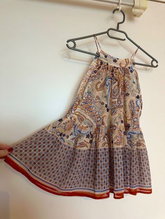 Tolle Mango Trägerbluse mediterran blau/orange -XS-wie NEU!