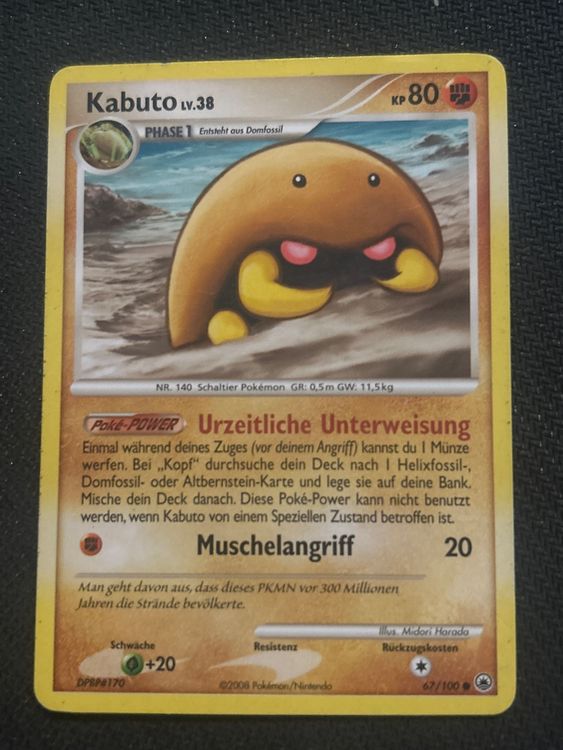 Card Pokemon Old 2008 Majestic Dawn, Kabuto 67/100 | Kaufen Auf Ricardo