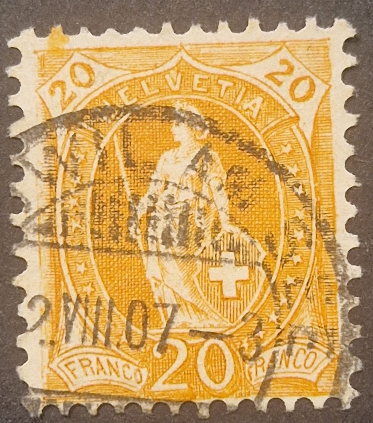 Tutti i francobolli: 86A Feld 10  Beinwil am See, 2.VIII.07 – Usato da Wichtrach venduto da As78