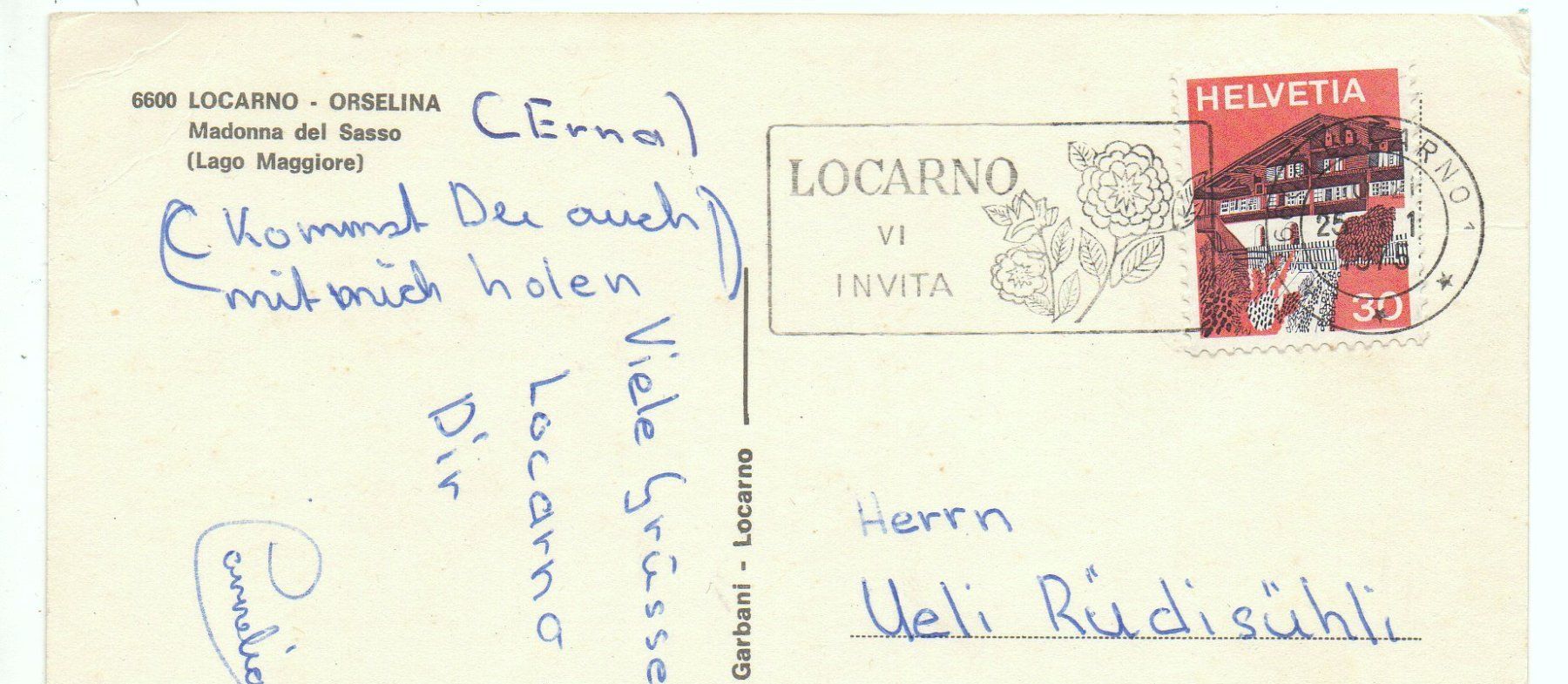 Cartoline postali: LOCARNO ORSELINA Madonna del Sasso – Usato da Jona venduto da philajona 1