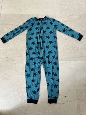 Strampler Pyjama Overall, Gr 128/134, Sterne-Muster türkis