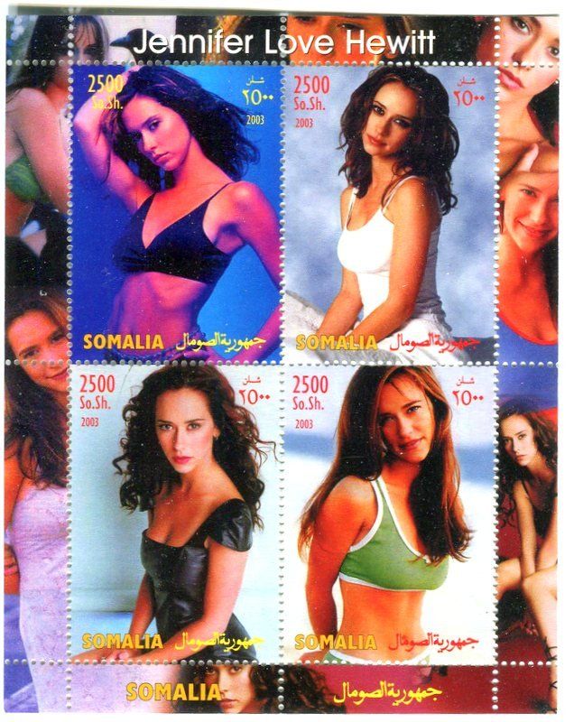 Alle Briefmarken: Block "Jennifer Love Hewitt". Somalia. – Neu und originalverpackt aus Basel von Butsch5