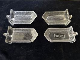 4 Glasschütten, eine davon eine Weck