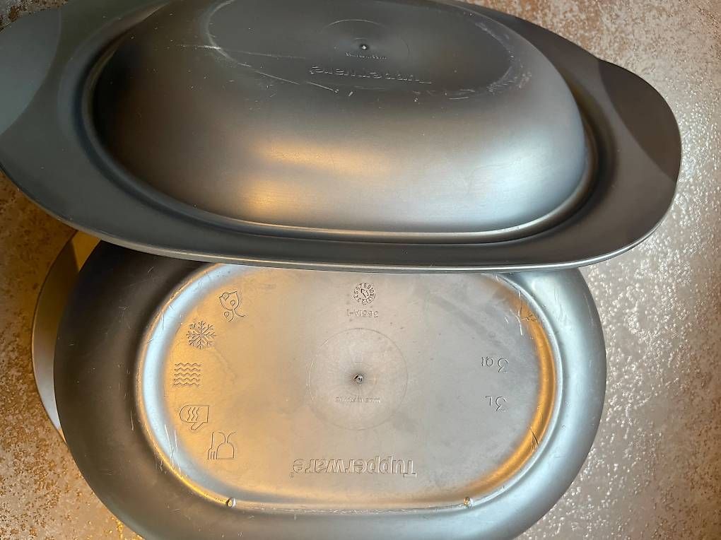 Tupperware Backformen: Tupperware Auflaufform oval graumeliert guter Zustand – Gebraucht aus Elsau von manitou01 3