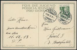1913 - Pro Juventute Karten - Stempel  • spezielles Datum