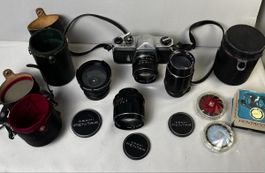 Lot Pentax Spotmatic + 5 objectifs Takumar M42
