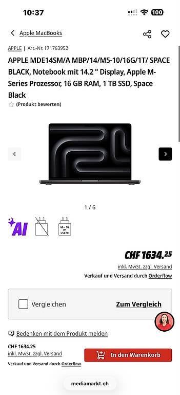Apple Portables: Apple MacBook Pro 14 M5 – D'occasion à Wangen an der Aare par dus_nnf8