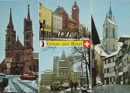 Gruss aus BASEL Münster Rathaus Spalentor Peterskirche, Auto