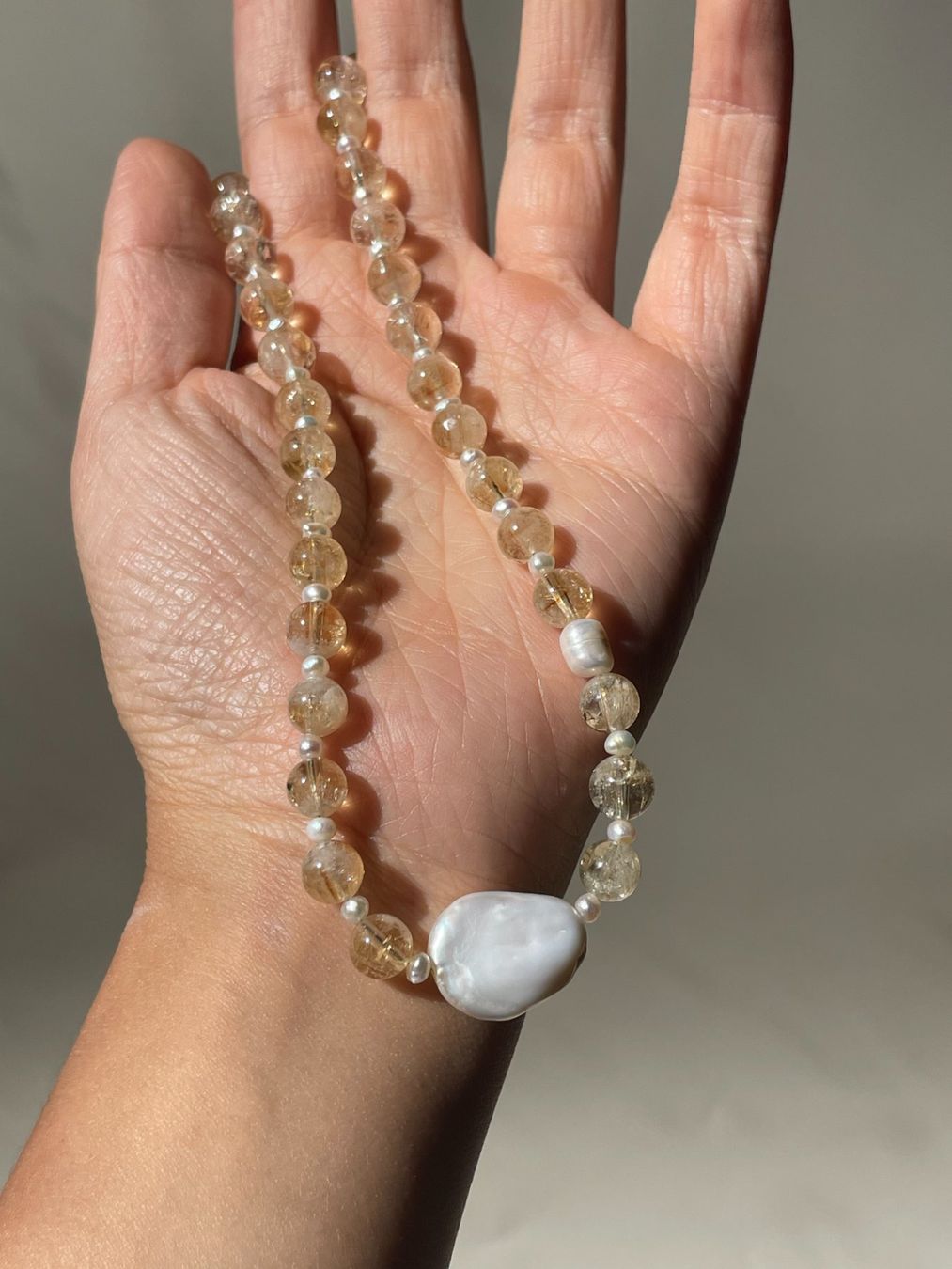 Catenine: Echte Citrin Barockperle Kette Handarbeit&Geschenkidee – Nuovo e nell'imballaggio originale da Schiers venduto da sisikristall