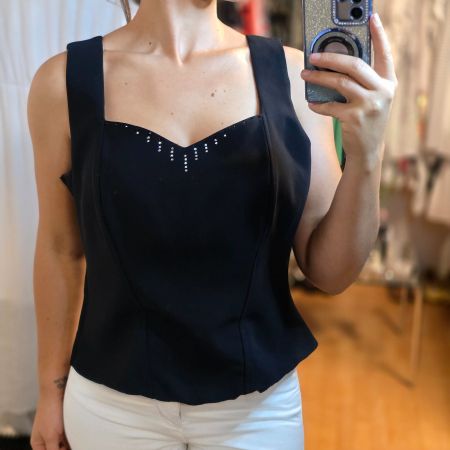 Mathieu Paris Korsett Top XL Schwarz Strass Elegant