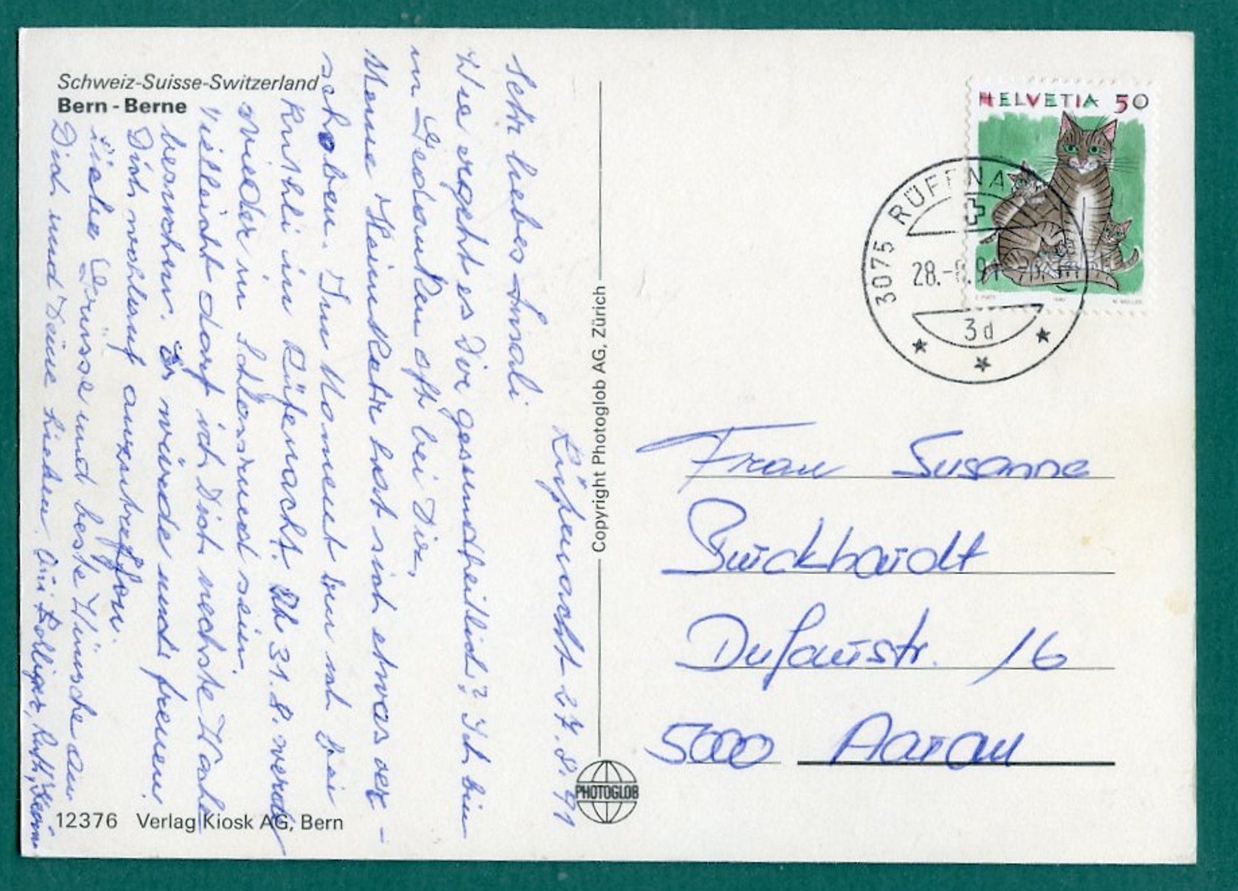 Cartoline postali: Bern, 3 Ansichten, 1991, gelaufen, Grossformat – Usato da Sargans venduto da Hausi1951 1