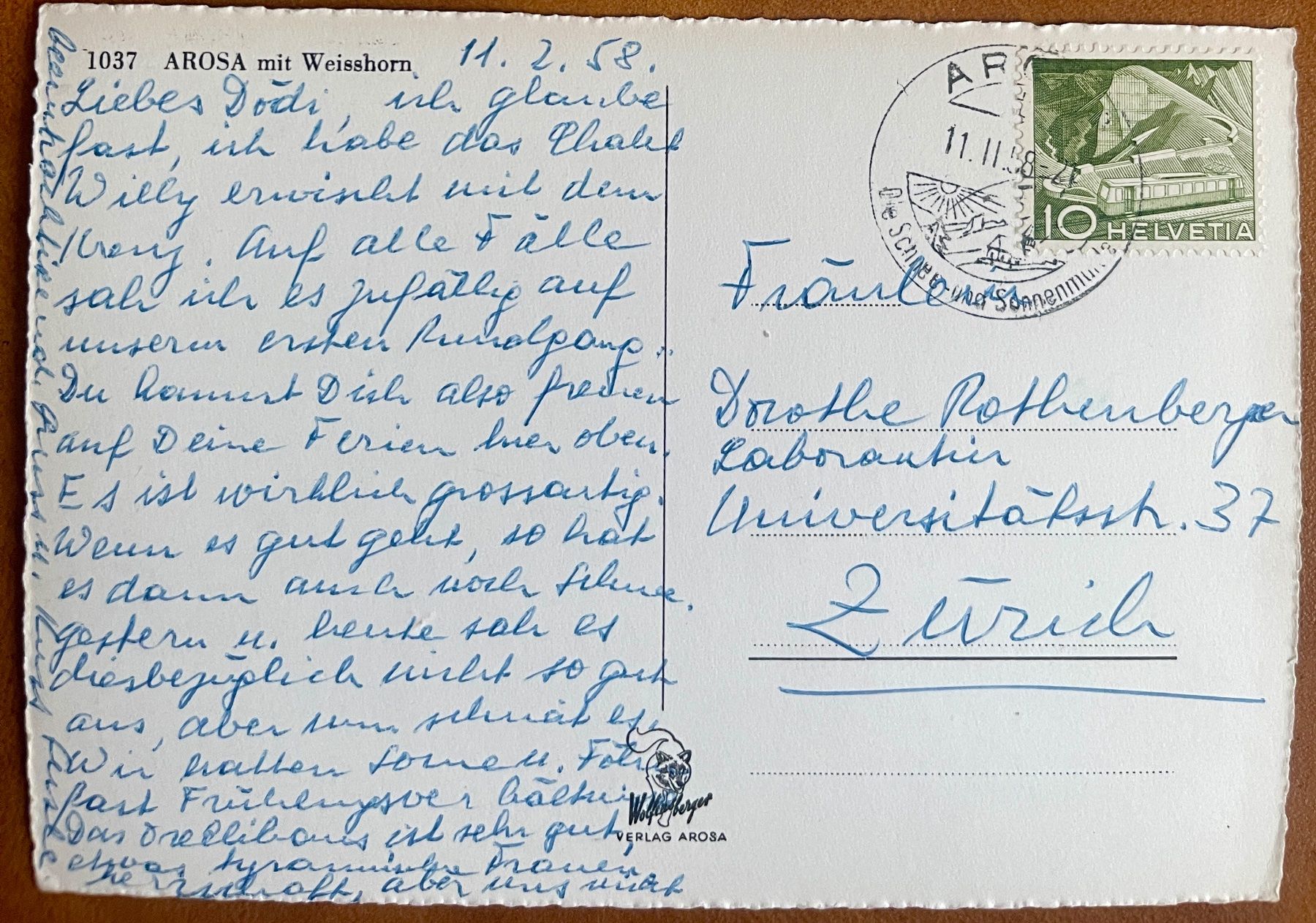 Cartoline postali: AK:  AROSA - Winter 1958 – Usato da Lutry venduto da Ediego 1