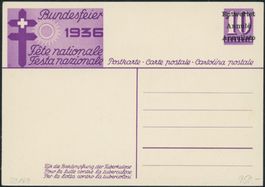 1936 - Pro Patria - Bundesfeierkarten • Entwertet - Aufdruck