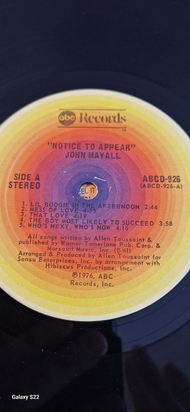 Schallplatten: John Mayall – Notice To Appear – Gebraucht aus Yvonand von RF-VINYL 1