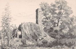 WK I - Le Riez, zersch. Bauernhaus, Skizze K. Freytag, 1915