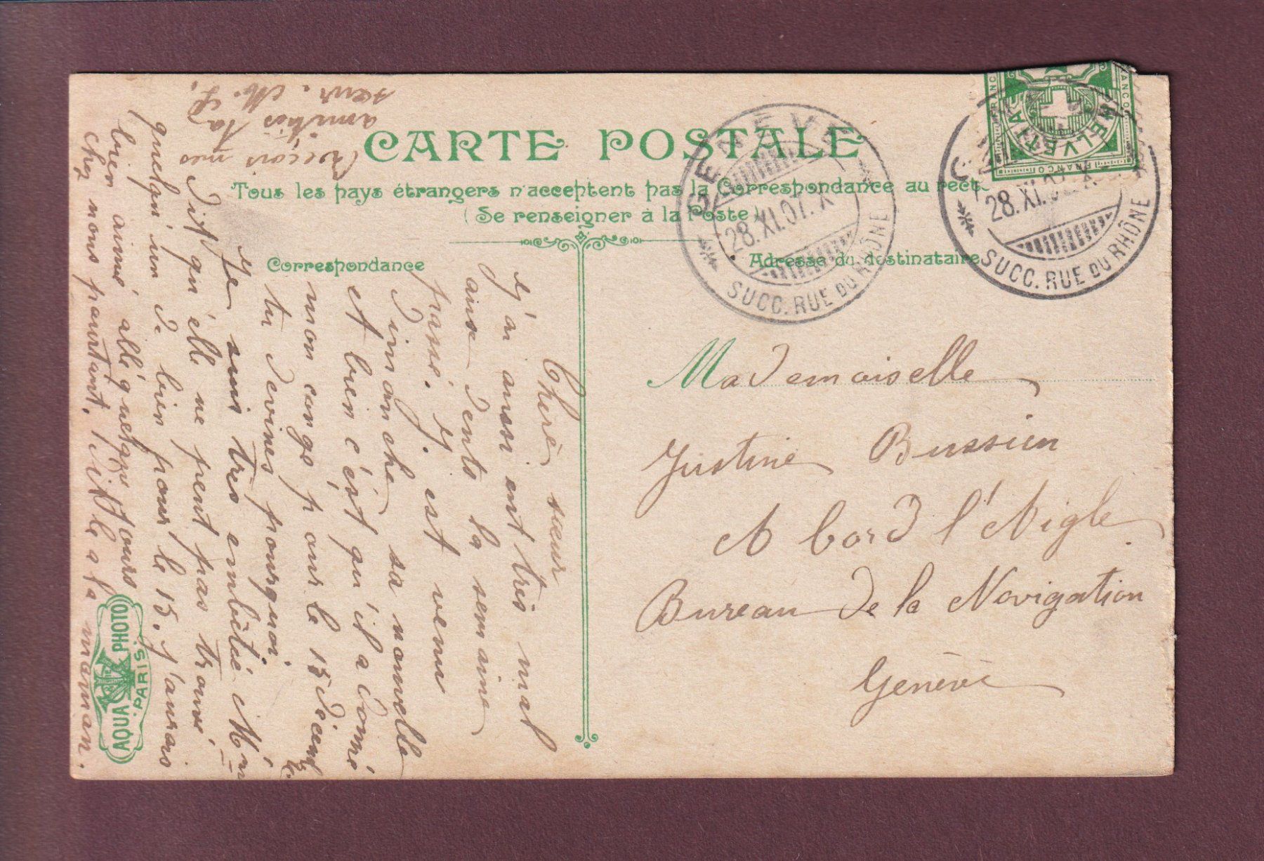 Cartoline postali: GENEVE - Hôtel des Postes - Tram - 1907 – Usato da Pully venduto da nicecards 1