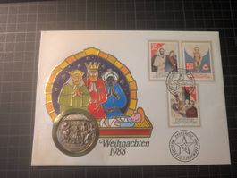 Ersttagsbrief, Gedenk-Medaille Weihnacht 1988