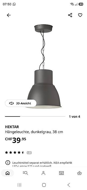 Ikea Lampes: 2 Ikea Hängeleuchten 38cm – D'occasion à Eggersriet par Feldrose4