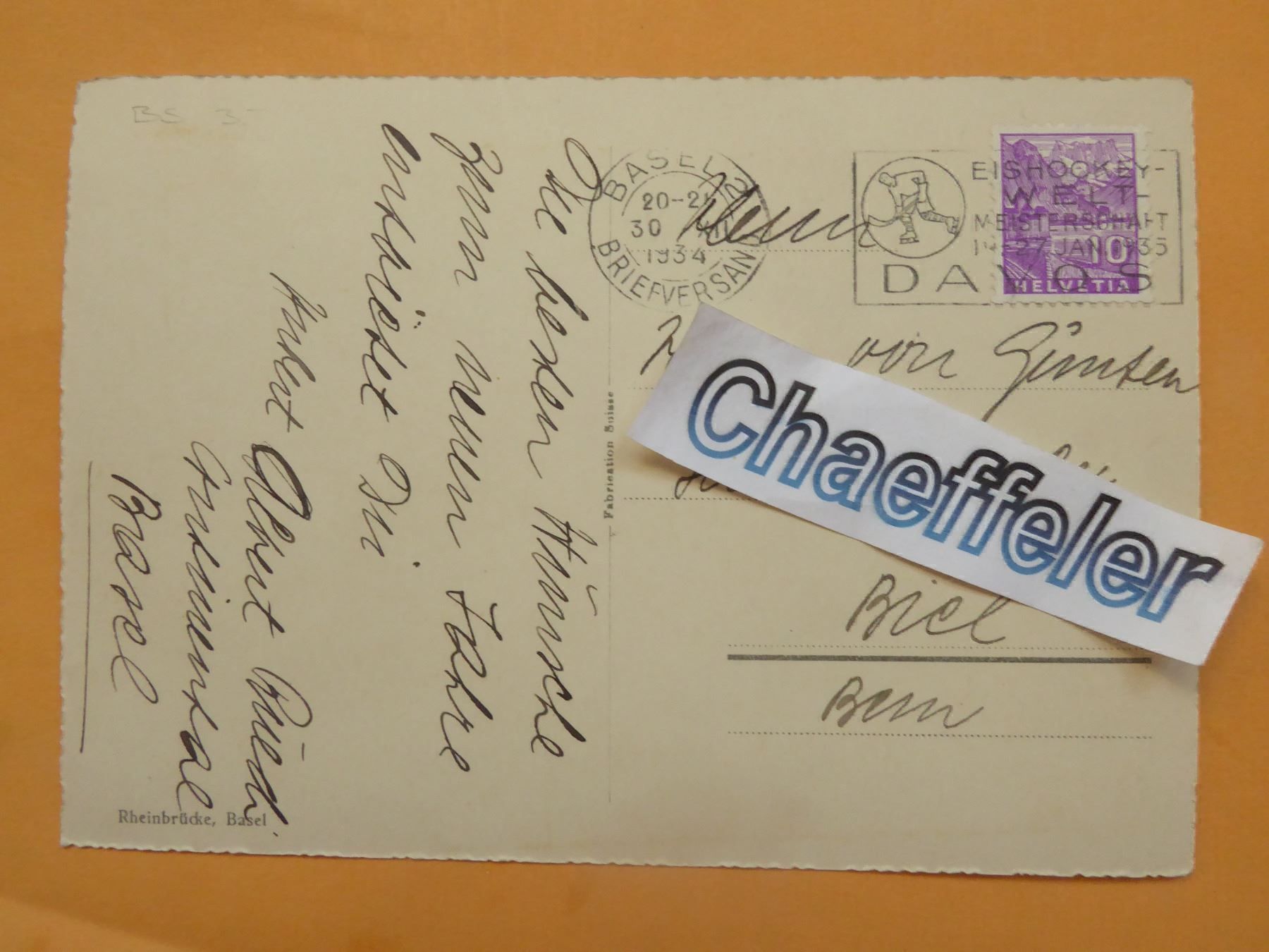 Ansichtskarten: 1934  219. Basel – Gebraucht aus Zürich von Chaeffeler 1