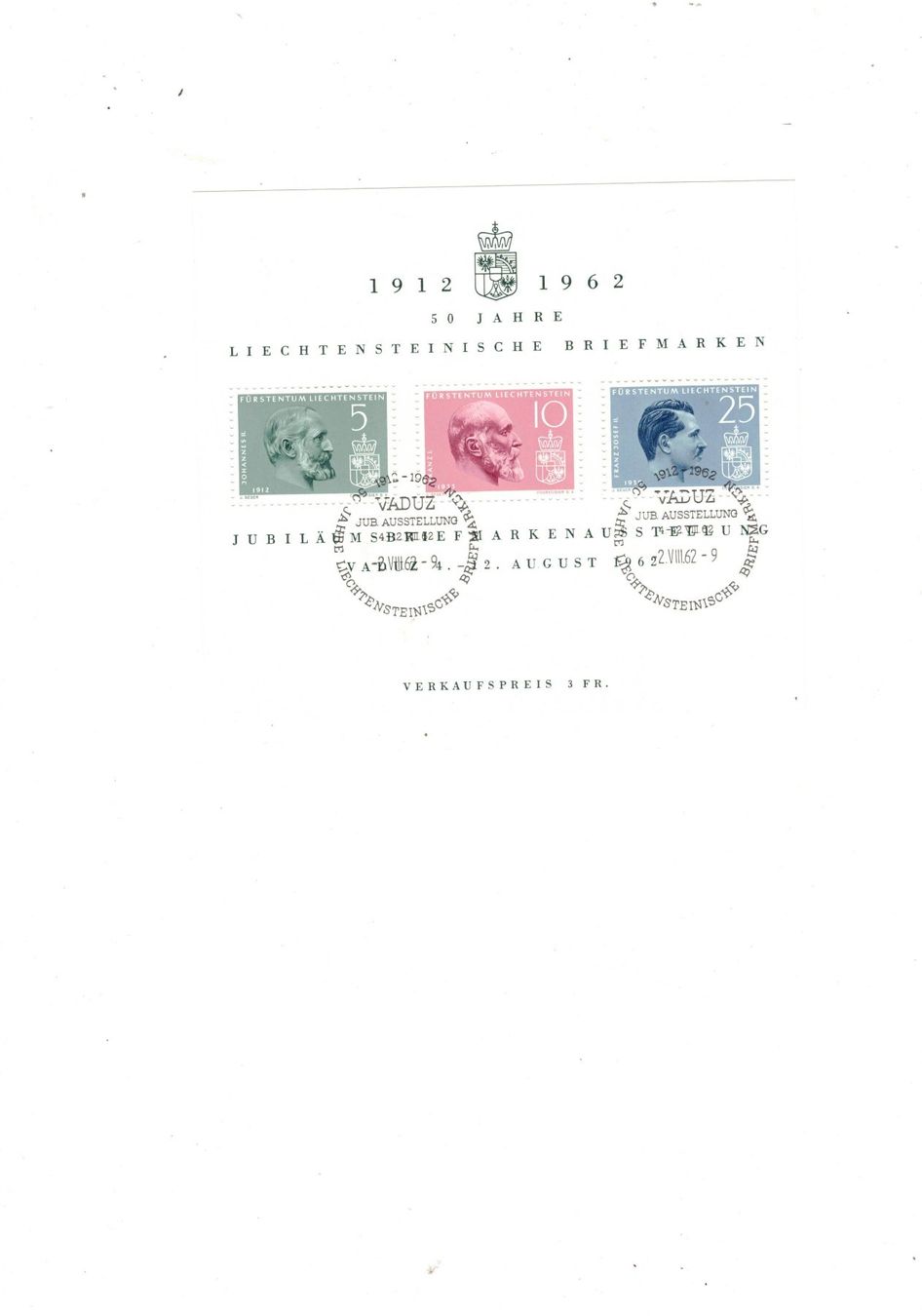 Alle Briefmarken: Briefmarken Liechtenstein Block Blöcke 1962 Schnäppchen – Gebraucht aus Widnau von Seppl480