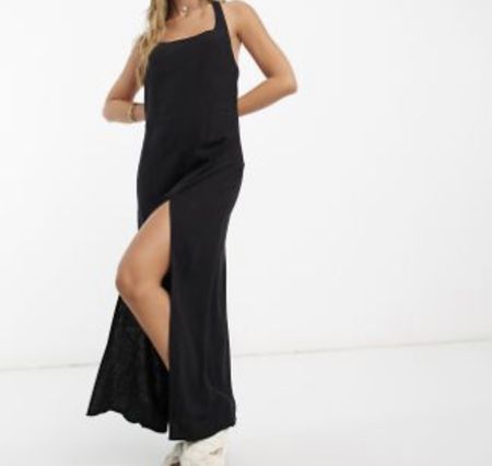 Robe longue noire fendue taille S neuve