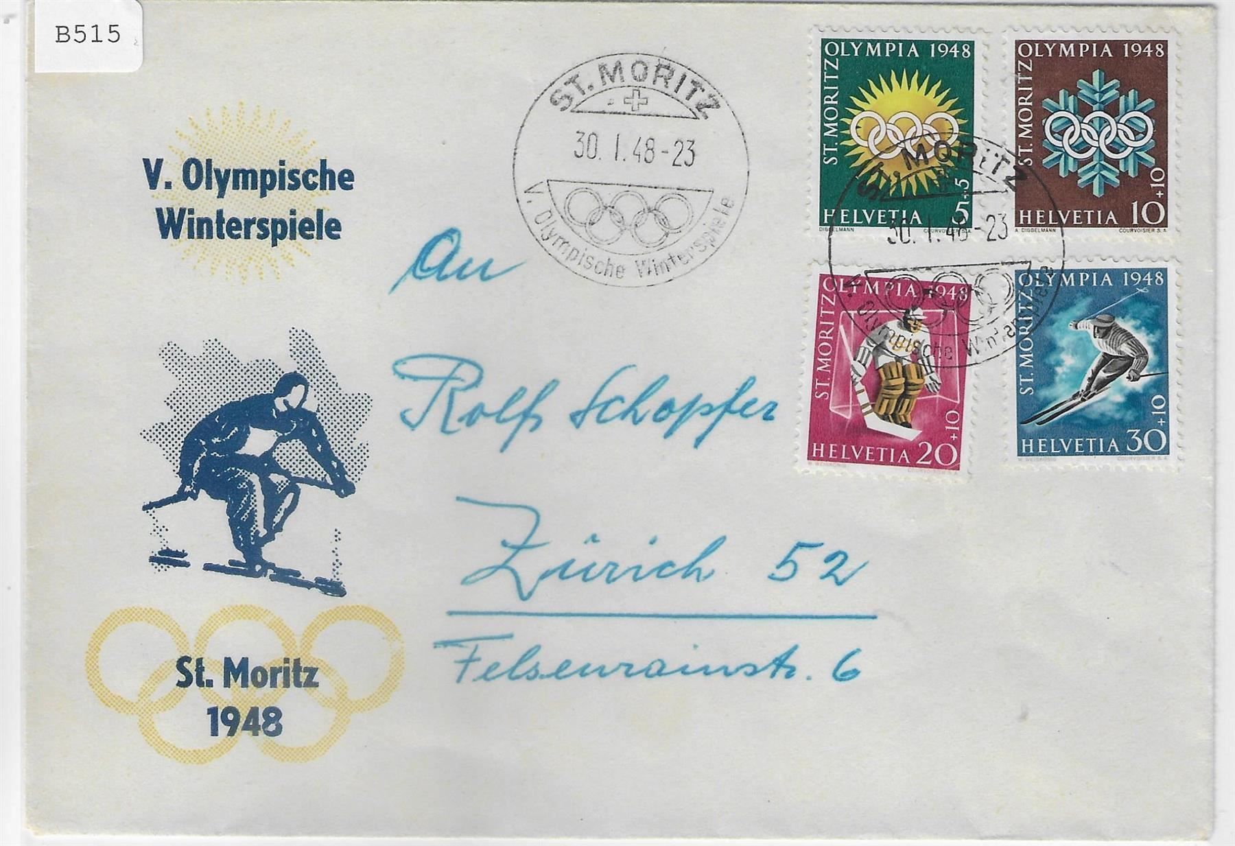 Tutti i francobolli: V. Olympische Winterspiele in St. Moritz – Antico da Ettingen venduto da Kartenplanet