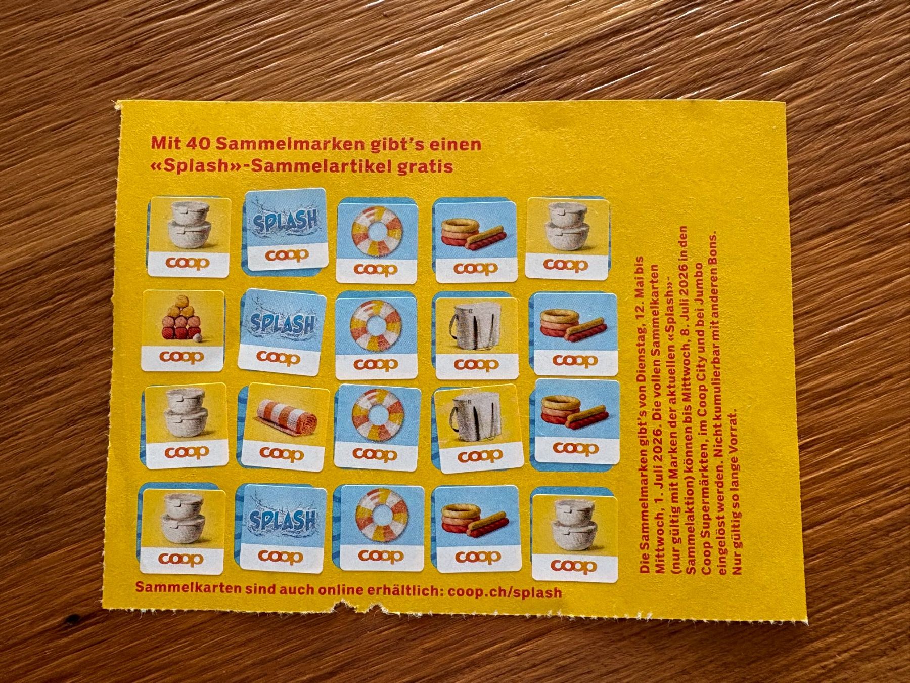 Coop Sammelmarken & -punkte: Coop Splash Trophy 2 volle Karten,  mit 80 Marken – Neu (gemäss Beschreibung) aus Aesch LU von Rovo