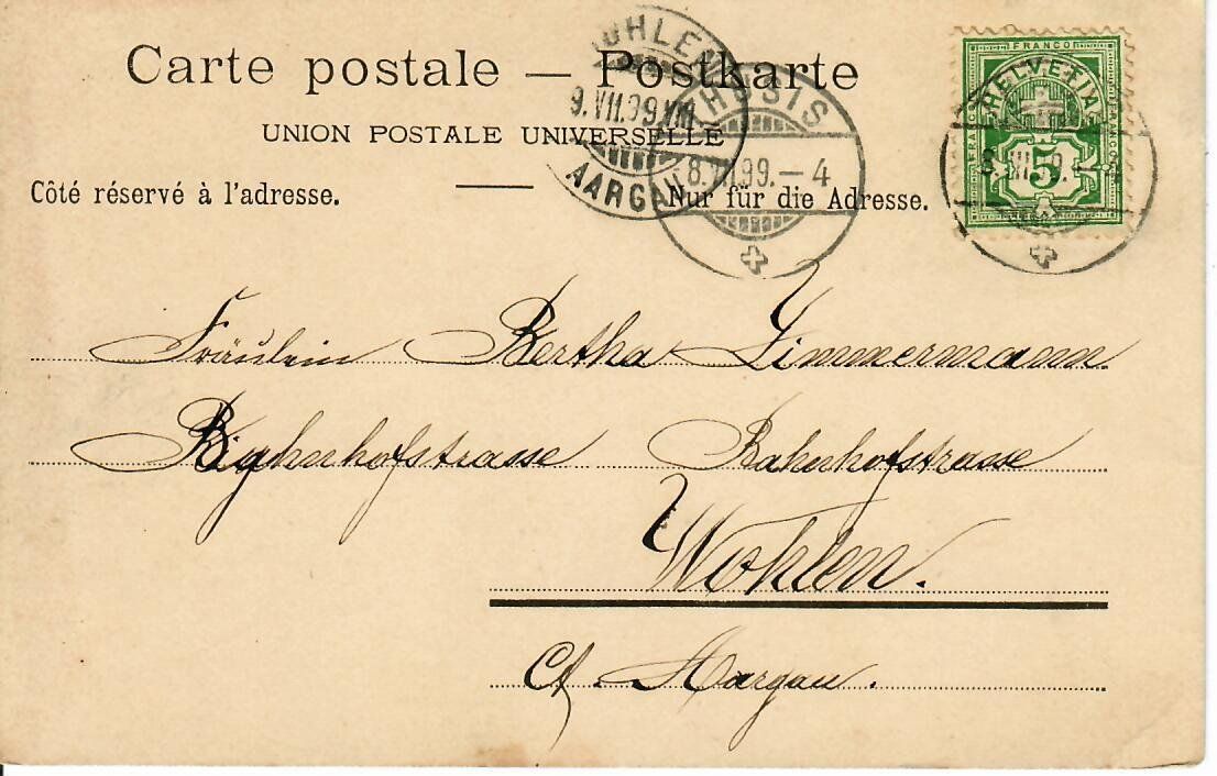 Cartoline postali: Via Mala Strasse 1899 – Usato da Hochdorf venduto da Ziegel-16 1