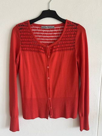 Ashley Brooke Strickjacke rot mit Lochstickerei, S