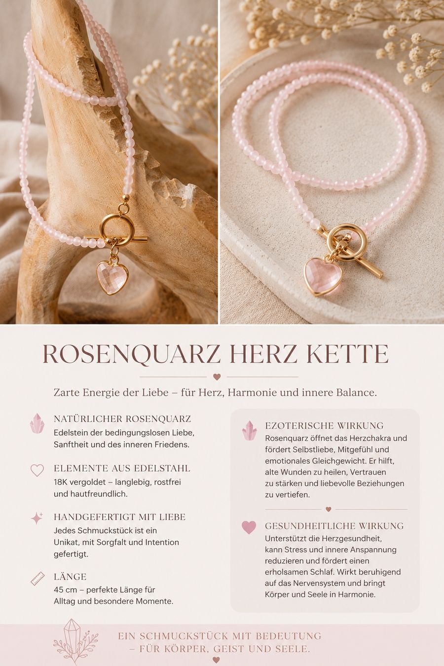 Catenine: Rosenquarz Kette 45cm – Nuovo e nell'imballaggio originale da Thun venduto da luk_7qlx