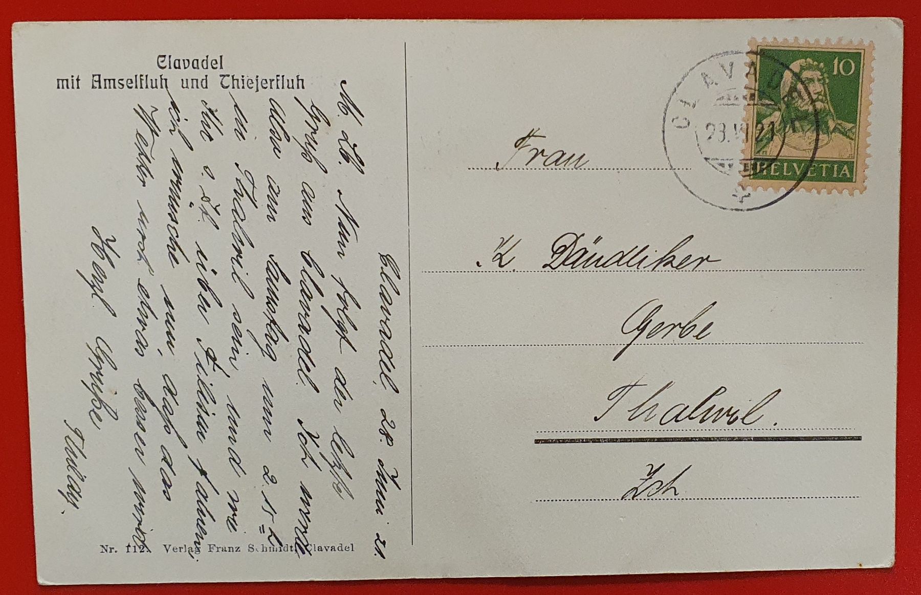 Cartoline postali: Clavadel 1922 – Usato da Kreuzlingen venduto da Rschweiz1 1