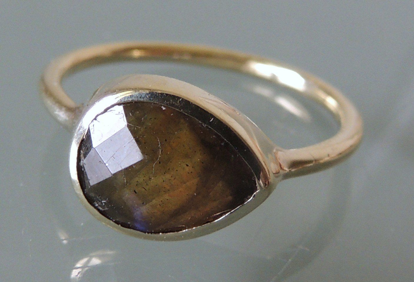 Anelli: LUCAS JACK vergoldeter Silber 925 Fingerring mit Labradorit – Usato da Waldenburg venduto da schaller707 2