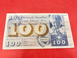 100 FRanken Banknote 1973 wenig gebraucht TOP
