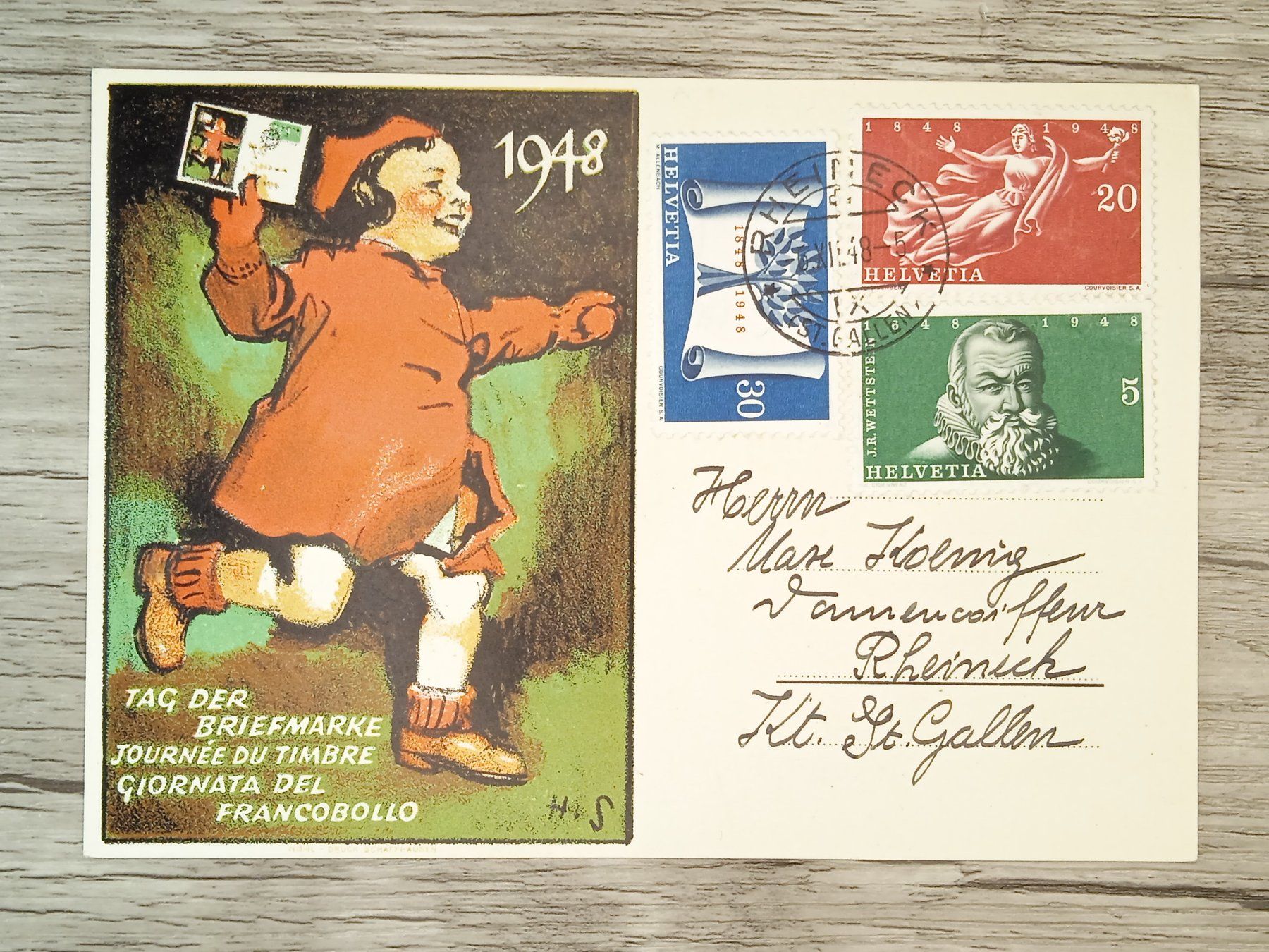 Tous les timbres: TR54 Carte postale + Timbre Suisse 1948 – D'occasion à Cousset par Patrick_Collections