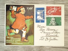 TR54 Carte postale + Timbre Suisse 1948