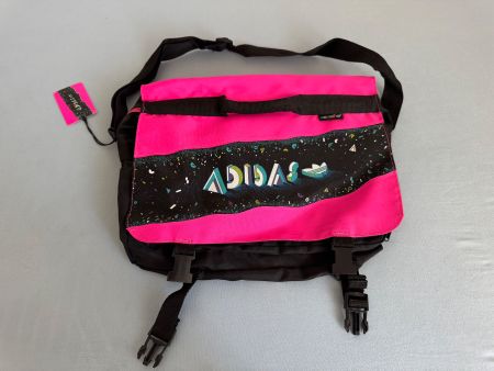 ALTE ADIDAS UMHÄNGETASCHE, PINK-SCHWARZ, 40X30X10CM