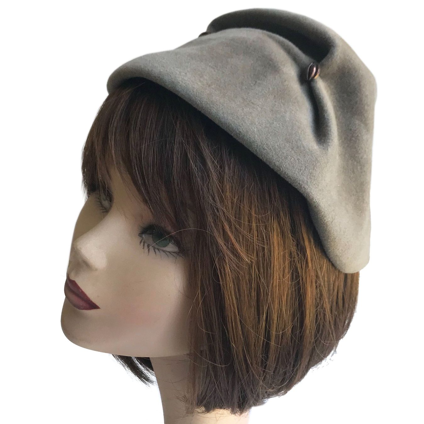 Copricapi, berretti & cappellini: Hütchen Filz Bibi VINTAGE 1950s grau taupe – Usato da Brüttisellen venduto da Buxus 1