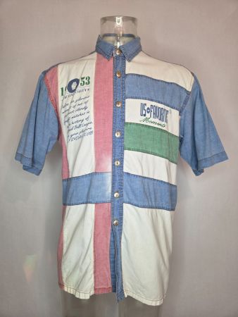 90er Colour-Block Baumwollhemd - M/L
