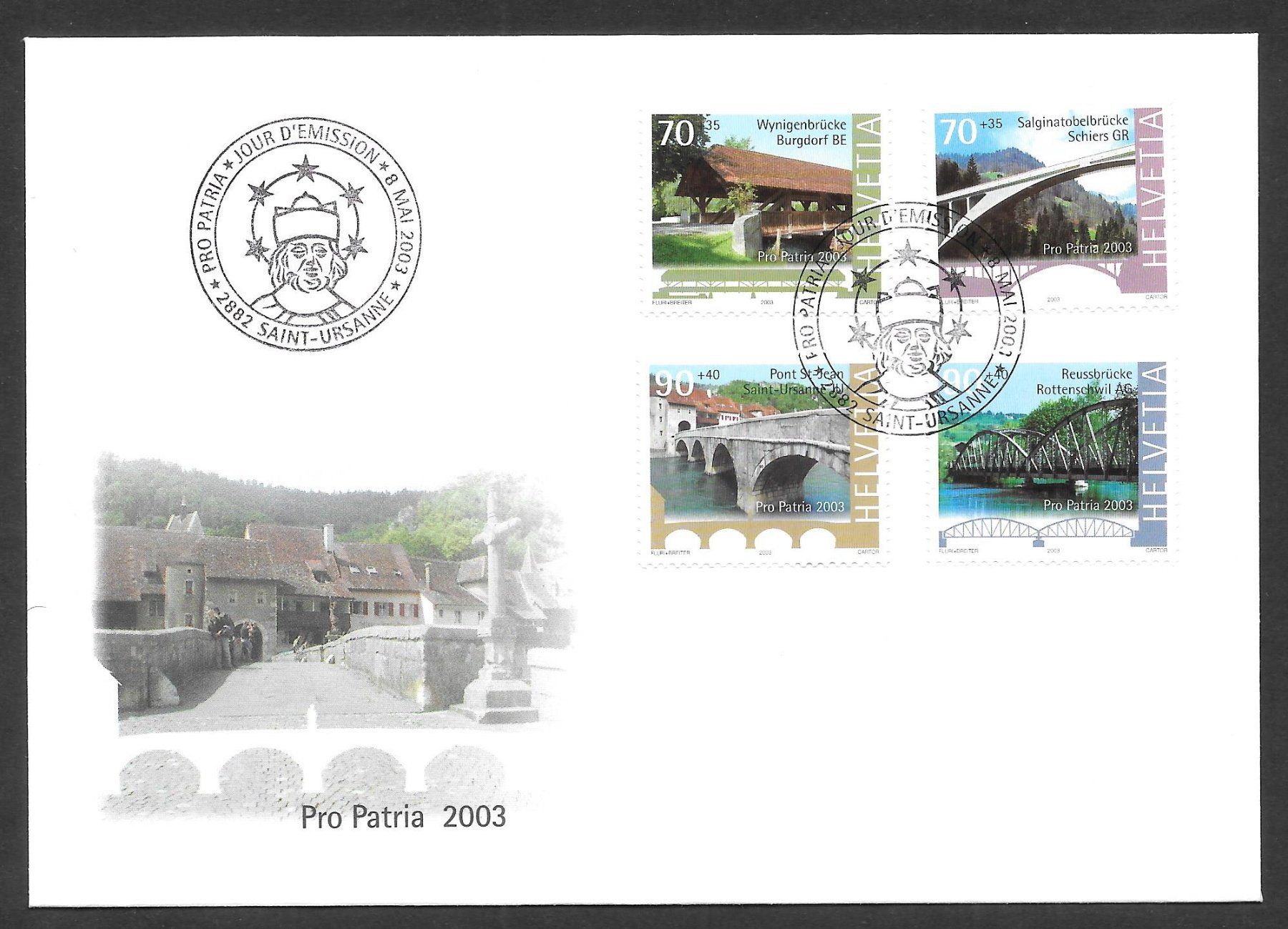 Tutti i francobolli: FDC Pro Patria Serie 2003; B280-B283; ET 8.5.2003 – Nuovo (secondo la descrizione) da Olten venduto da clotaldi