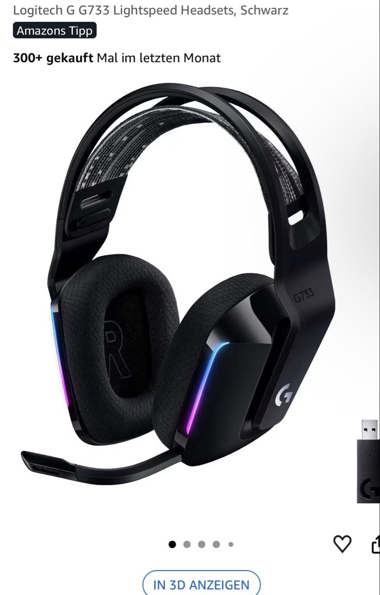 Logitech Cuffie: Logitech G G733 Lightspeed Headsets, Schwarz – Nuovo (secondo la descrizione) da Therwil venduto da mandy.dietrich.sue