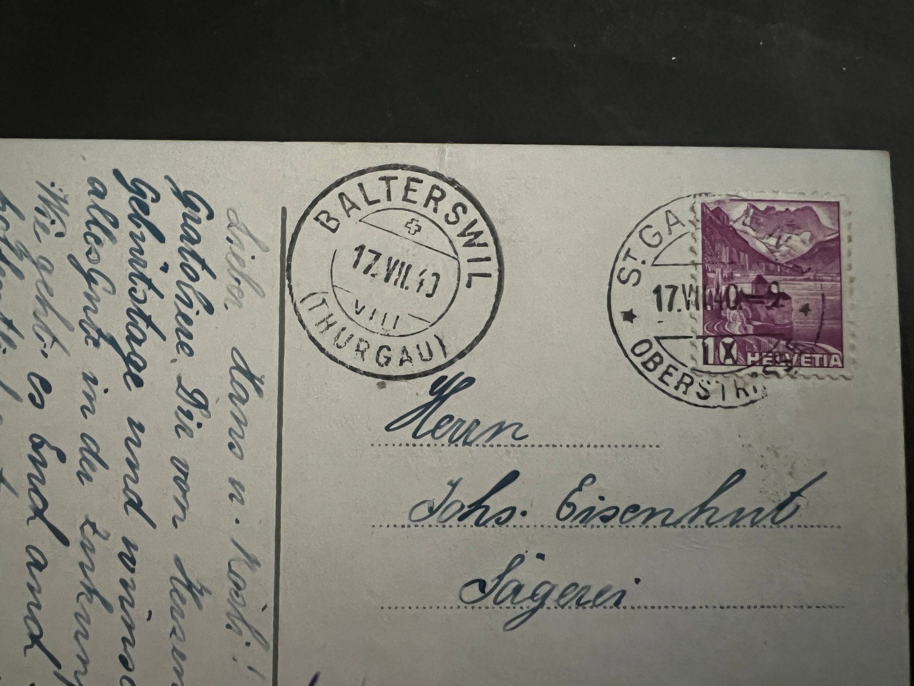 Cartoline postali: AK   1940 St. Gallen   (G3256) – Usato da Hinwil venduto da Sidi4 1