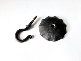 Haken mit Rosette dekorativ Schmiedeeisen Look antik