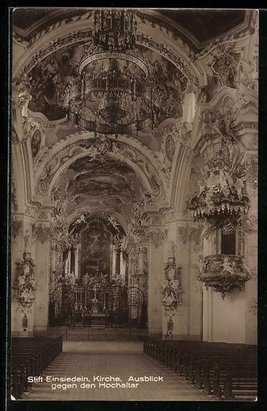 Cartoline postali: AK Einsiedeln, Inneres der Stiftskirche – Usato da Berlin venduto da bartko-reher