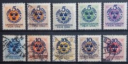 Schweden Kat. 86-95 gest. 1916 Kat. 60 Euro