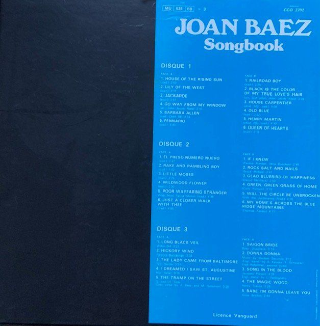 Vinyles: Joan Baez Songbook Box mit 3 LP Vinil – D'occasion à Serneus par pipo17 1