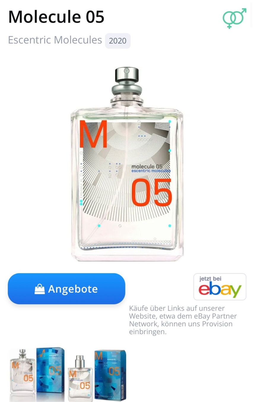 Profumi & Eau de Toilette: Escentric Molecules Molecule 05 Eau de Toilette 8.5ml Neu – Nuovo e nell'imballaggio originale da Zürich venduto da deruja 2