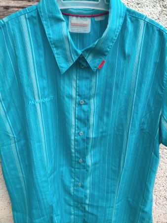 Mammut Bluse Hemd Large Damen Kurzarm Karo-Muster Türkis