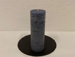 Kerze 8 x 22 cm, dunkelblau rustic, 950g