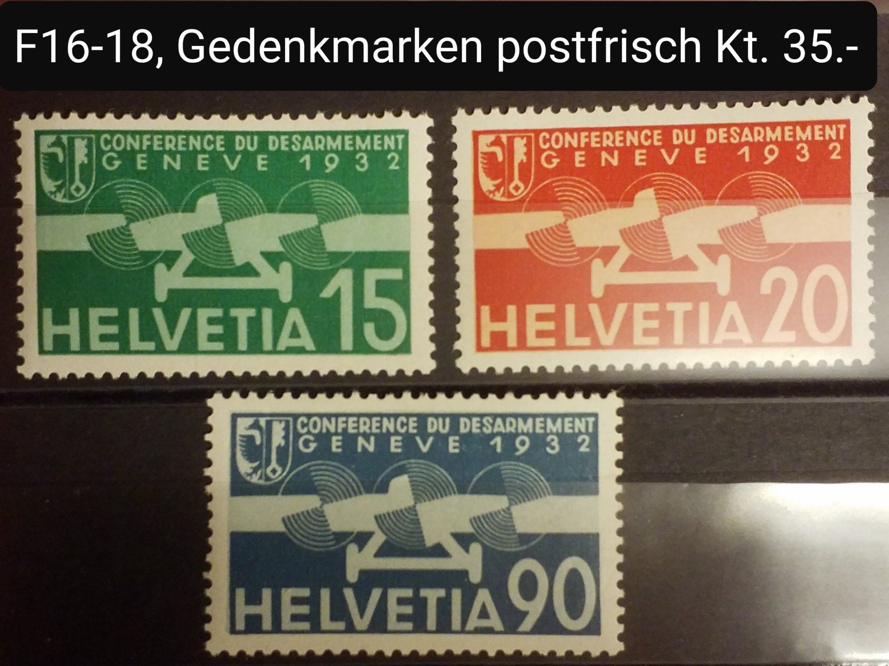Tutti i francobolli: 3530A) F16-18, Flugpostmarke Satz postfrisch Kt. 35.- – Usato da Baden venduto da Eggi