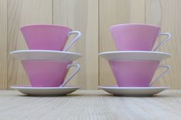 4 Kaffee Tassen Lilienporzellan, Lilien-Porzellan Daisy 50er